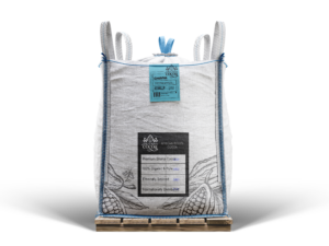 African Roots Cocoa bulk ingredient tote bag on a pallet