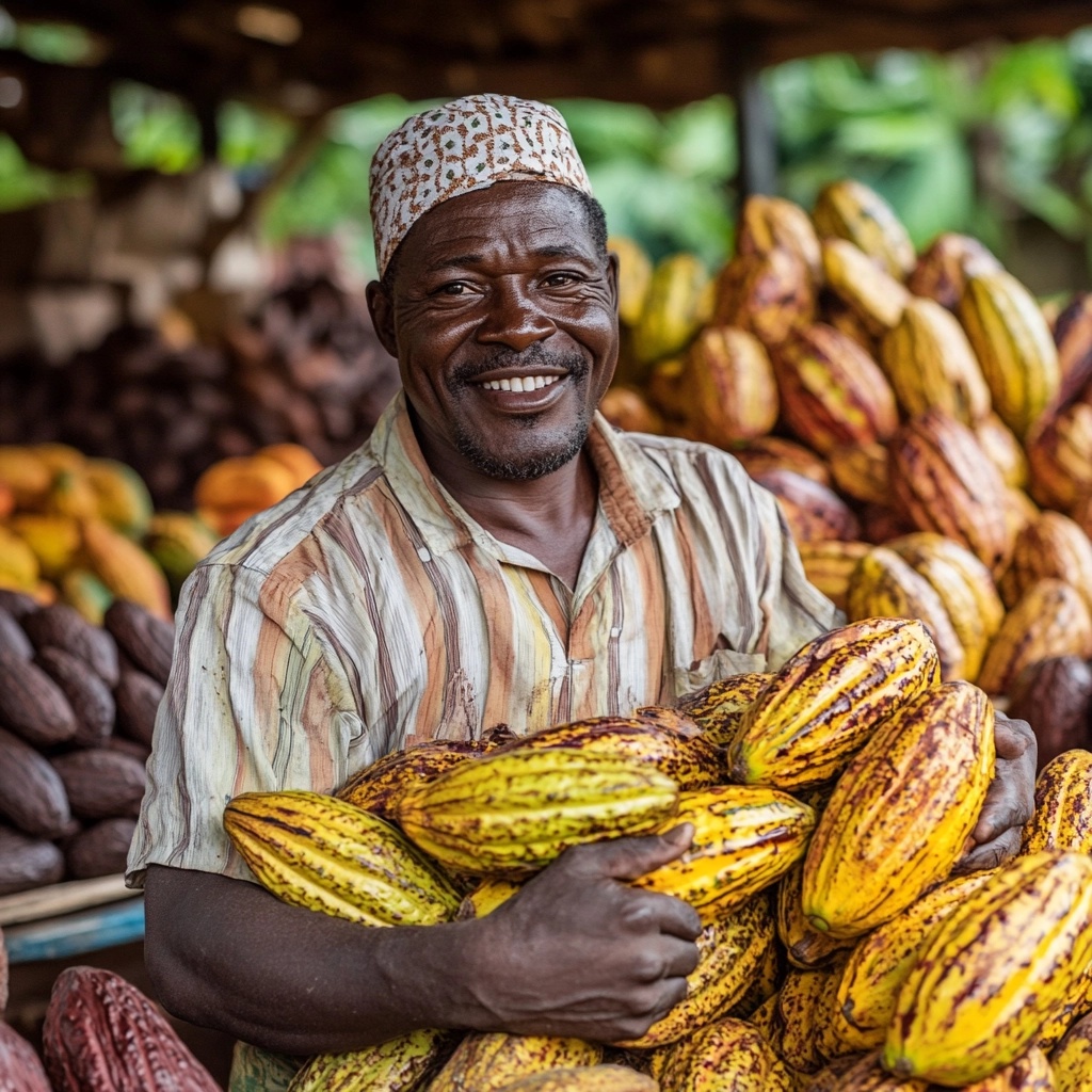 Freshly harvested Ghanaian cocoa at origin